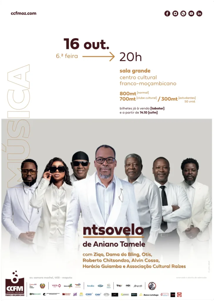 Ntsovelo de Aniano Tamele, 16 de outubro, 20h, CCFM